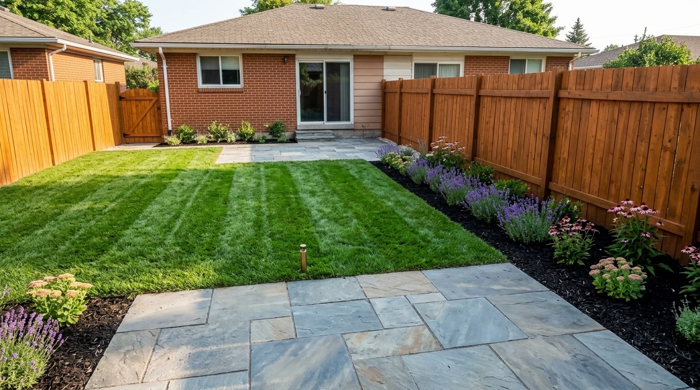 Pristine deep green turf after E V Landscape renovation